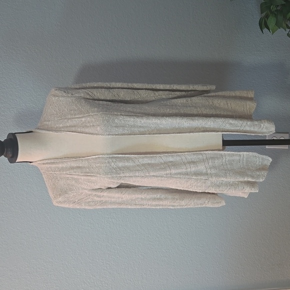 Eileen Fisher Sweaters - EILEEN FISHER Open Front Cardigan Cotton Linen Blend Cream Sz Petite Lrg